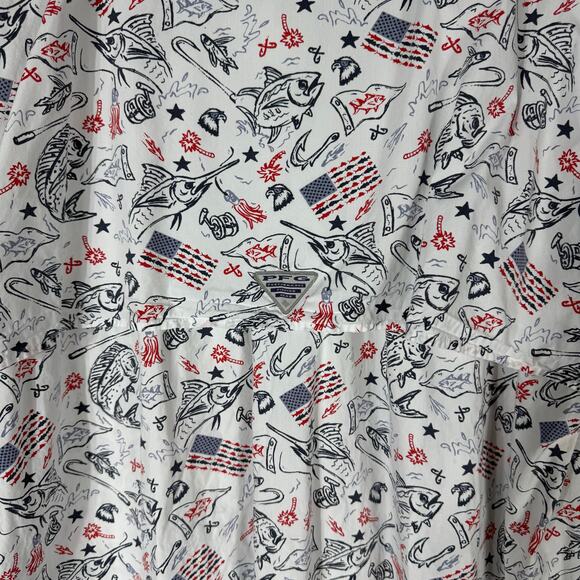 Columbia PFG‎ Vented SS Shirt Mens 2XL Printed USA Flag - Picture 8 of 13
